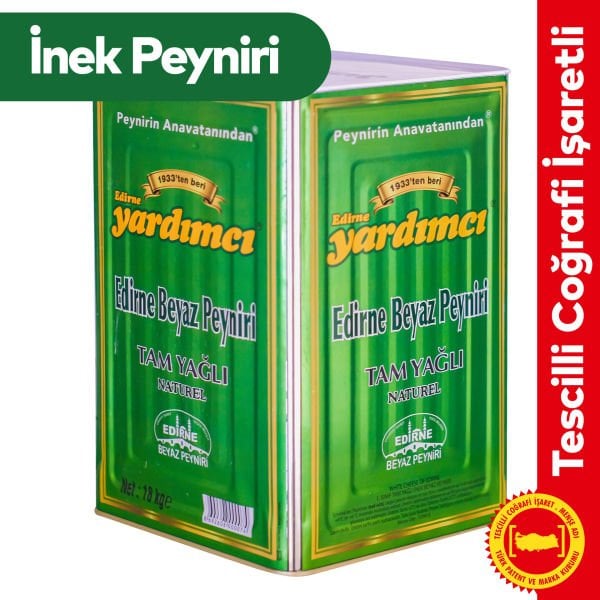 Edirne Beyaz Peyniri Tam Yağlı Sert İnek 18 kg Teneke (Sert)